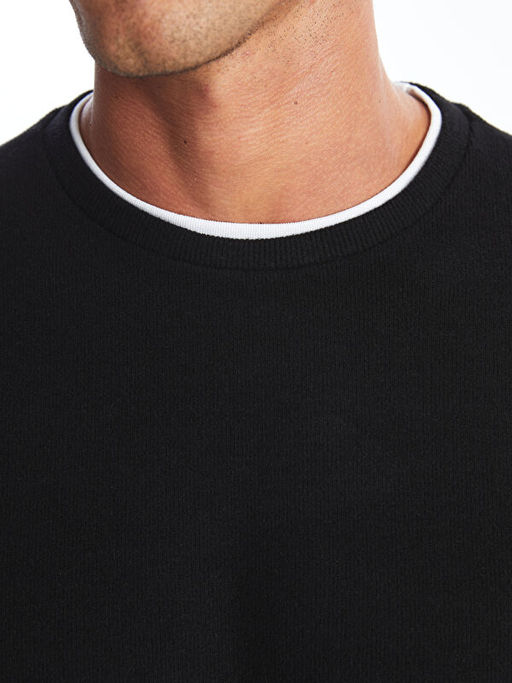 Bisiklet Yaka Uzun Kollu Erkek Sweatshirt