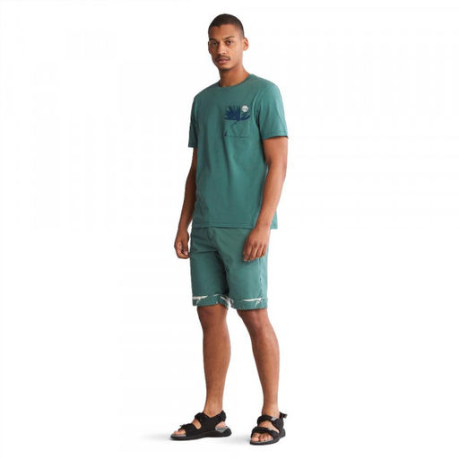 Мужская футболка Timberland TFO SS Seasonal Pocket Print Tee (Reg) зеленая  фото 3