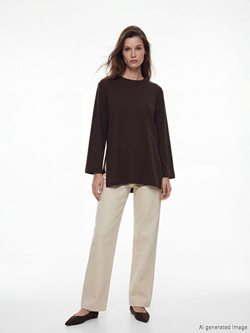 Dik Yaka Oversize Kad?n Sweatshirt Tunik