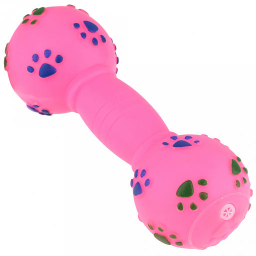 Игрушка для собаки Гантеля лапа 18х6х6см, с пищалкой, ПВХ, фактурная, цвета микс (ярко-розовый, зеленый, синий), Пэт тойс (Pet toys) (Китай)  фото 3
