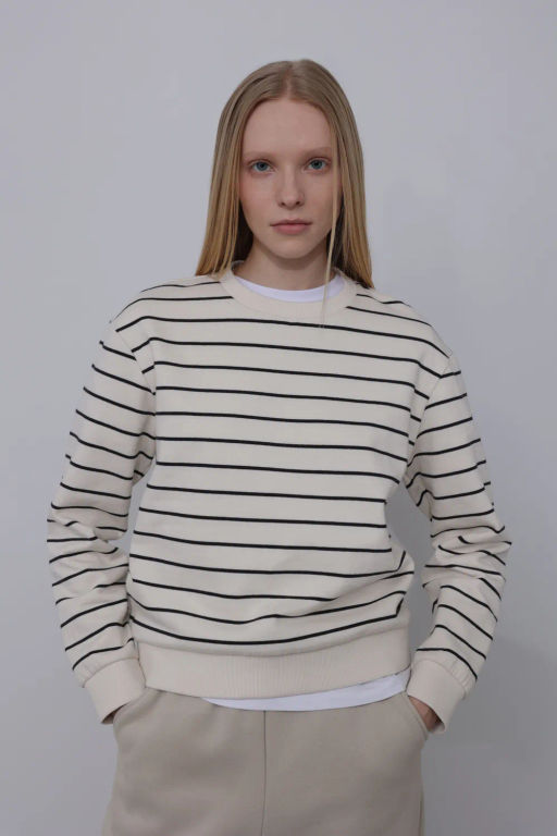 Бело-черная толстовка в горизонтальную полоску - Incity фото 5
