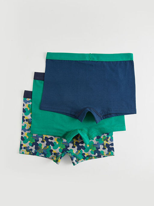 Bask?l? Pamuklu Erkek ?ocuk Boxer 3l? - Waikiki фото 2