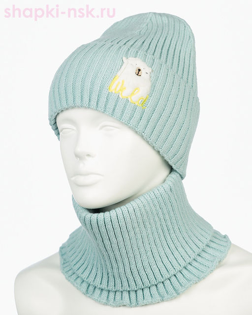 18-36-L Комплект для девочки флис (колпак+снуд) (50-52)