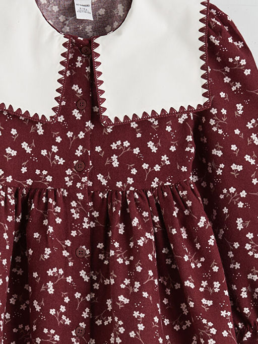 Bebe Yaka ?i?ekli K?z ?ocuk Elbise