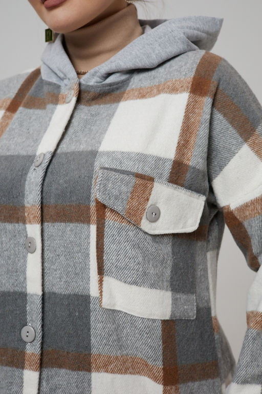 Рубашка женская в клетку с капюшоном РЖКК-01