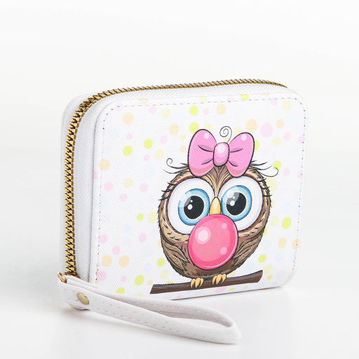 Кошелёк детский «Совёнок», на молнии, белый