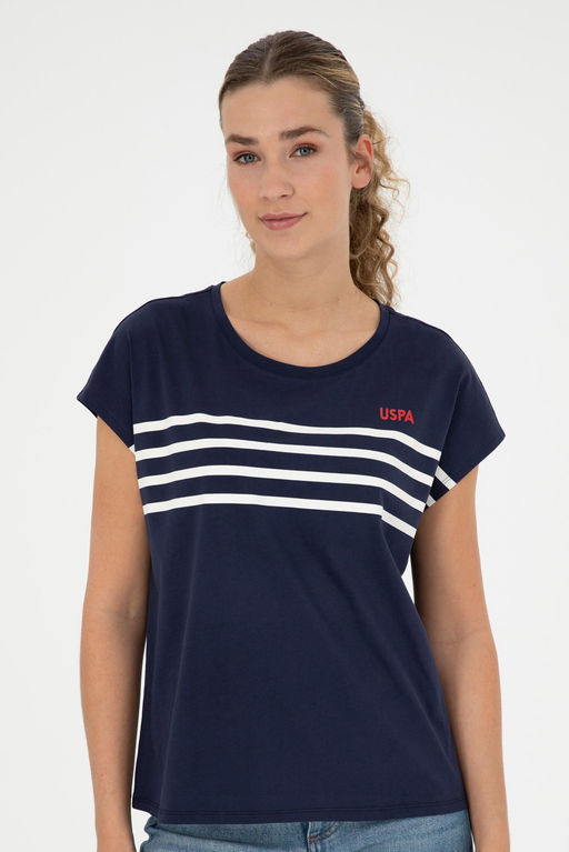 Женская темно-синяя футболка с круглым вырезом - U.s. polo assn фото 10