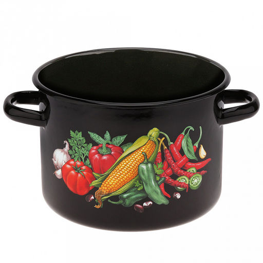 Кукуруза Набор эмалированных кастрюль 3 предмета: 1,5л, д16см, h10см, 2,9л, д20см, h13см, 4,5л, д22см, h14см, цилиндрическая форма, металлическая крышка, черный (Россия) - Домашняя мода фото 3