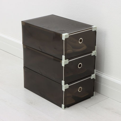 Коробка для хранения обуви выдвижная Доляна Large size, 22×34×13 см, 3 шт., чёрная