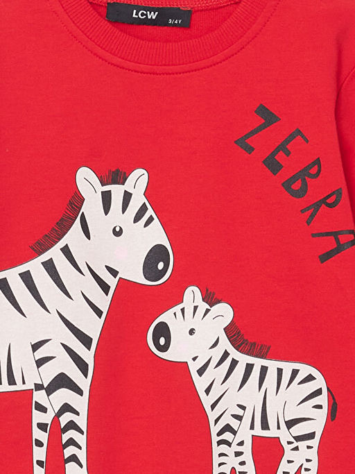 Bisiklet Yaka Bask?l? K?z ?ocuk Sweatshirt