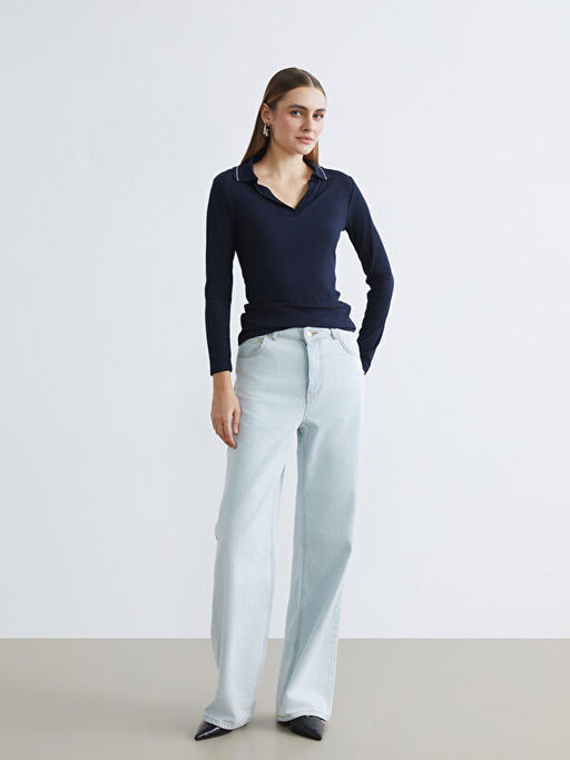 Polo Yaka Fitilli Kad?n Ti??rt