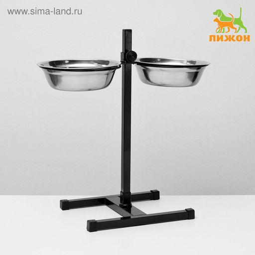 Подставка с мисками, 21.5 л, высота 50 см, разборная, чёрная - Пижон фото 2