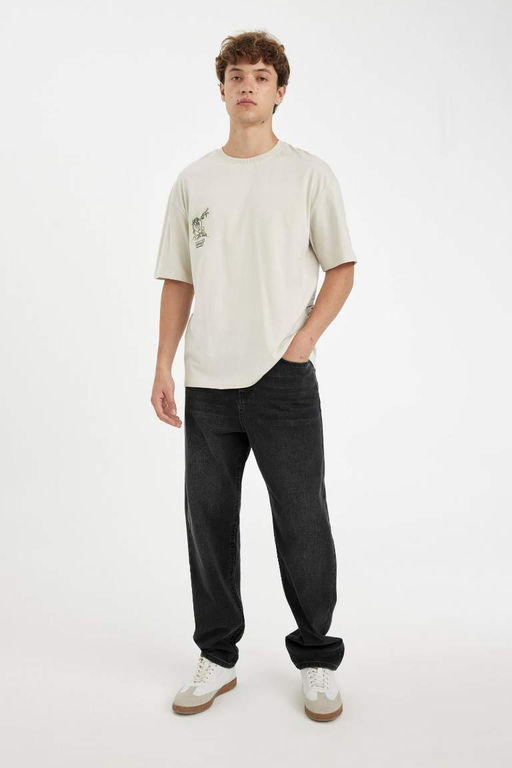 Футболка свободного кроя с круглым вырезом и короткими рукавами Looney Tunes - Defacto фото 2