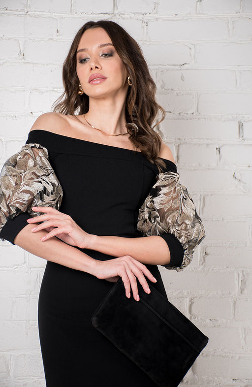 Эффектное платье черный/бронзовый - Donna saggia фото 3