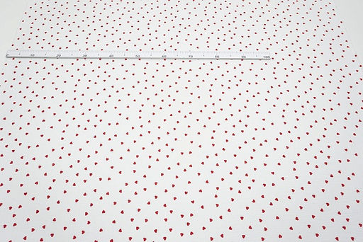 Муслин двухслойный с эф.жатости Сердечки красные - россыпь цв.белый, ш.1.4м, хл-100%, 120гр/м.кв - Купава фото 8