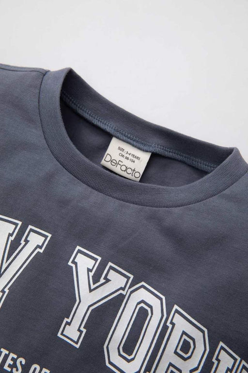 Футболка с короткими рукавами и круглым вырезом для маленьких мальчиков - Defacto фото 2