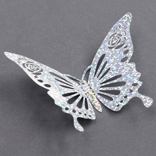 Набор для украшения Бабочки, набор 12 шт, цвет голография серебро - Страна карнавалия фото 3