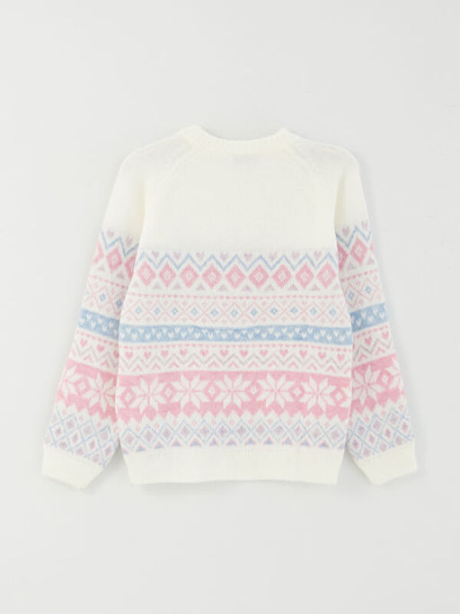 Bisiklet Yaka Desenli Uzun Kollu K?z ?ocuk Triko Kazak - Waikiki фото 2