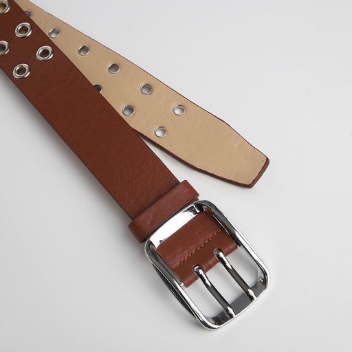 Ремень женский, ширина 4 см, люверсы, винт, пряжка металл, цвет коричневый - Simaland фото 4