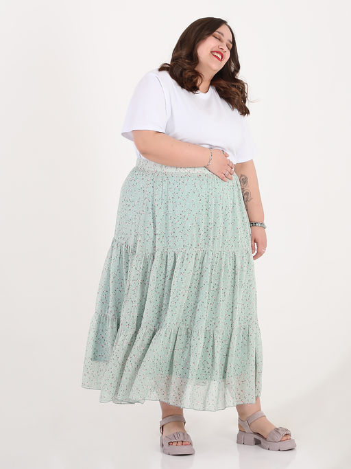 Юбка мятного цвета ярусная шифоновая - Almond фото 8
