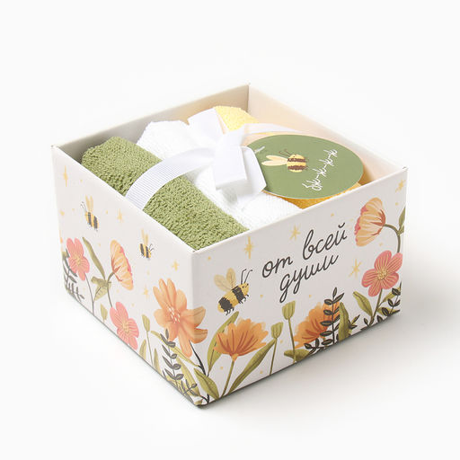 Набор махровых полотенец Пчёлка 30х30 см - 3 шт, хлопок 340гр/м2 - Этель фото 6