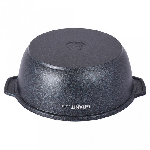 Кастрюля с антипригарным покрытием 4л, д29см "Granit Ultra", h11см, стеклянная жаропрочная крышка, ручка из термостойкого пластика, голубой гранит (Россия) - можно использовать металлические кухонные принадлежности