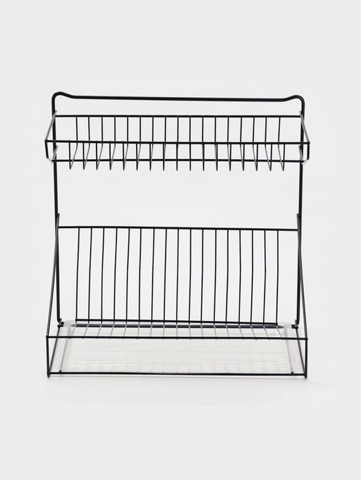 Посудосушитель настольный с поддоном, 38,5*38,5*24 см, цвет черный