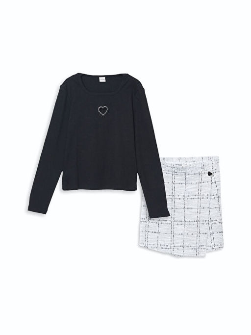 Bisiklet Yaka K?z ?ocuk Ti??rt ve ?ort Etek