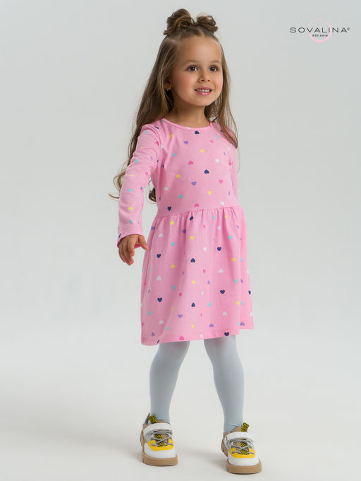 Платье Эля цветные сердечки на розовом - Sovalina фото 32