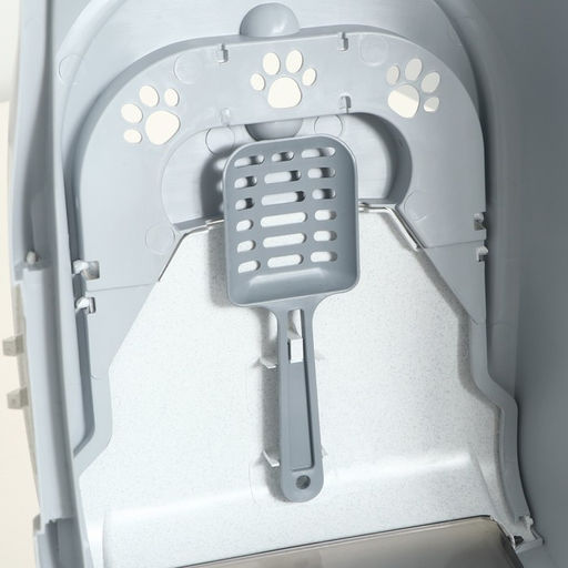 Туалет-домик для кошек закрытый с дверцей 50*38*37 см, серый - Пижон фото 6