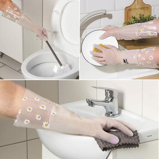 Перчатки хозяйственные Raccoon с манжетой, ПВХ, 95 гр, размер M, 40 см, цвет белый