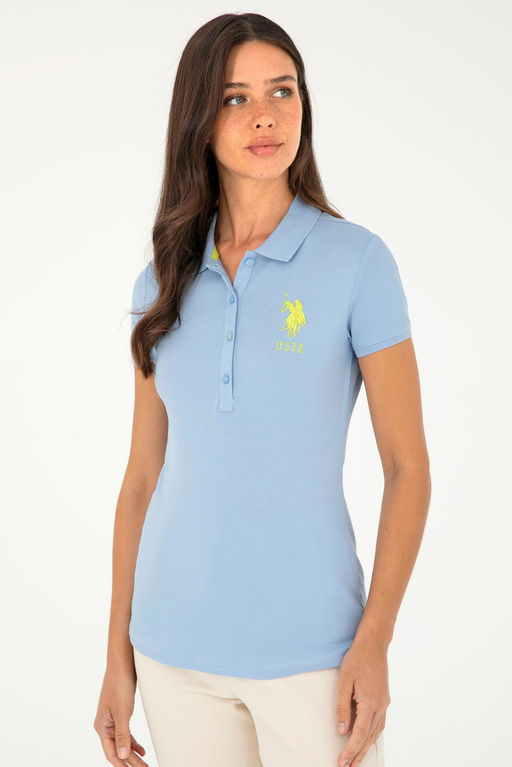 Женская голубая базовая футболка - U.s. polo assn фото 3
