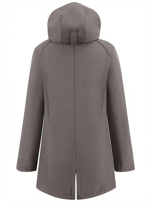 Парка женская софтшелл виндстоппер удлинённая с капюшоном темно-серого цвета 9618_1TC