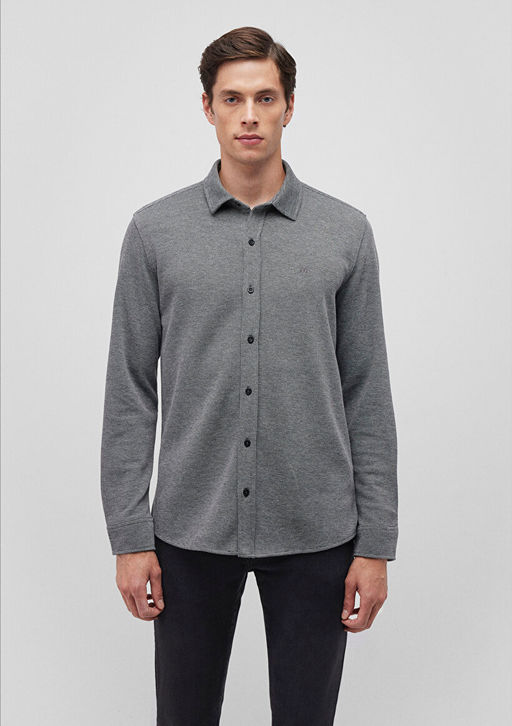 Siyah Orme Gomlek - Mavi фото 3