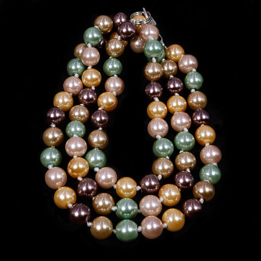 Бусы из жемчуга Майорка mix зеленого, коричневого, розового и желтого цвета 6мм