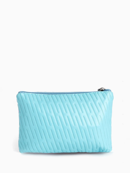 Косметичка на молнии плоская, с подкладкой, маленькая, с принтом, голубая - Simaland фото 2