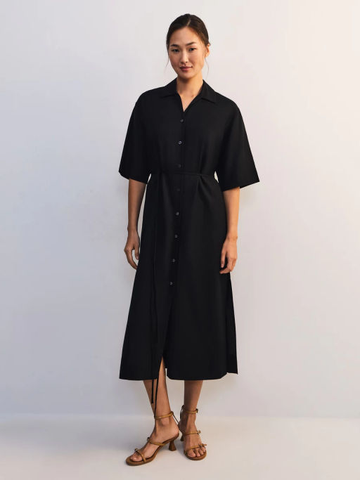 Льняное платье-рубашка с поясом ZR2605012904-50 / Zarina