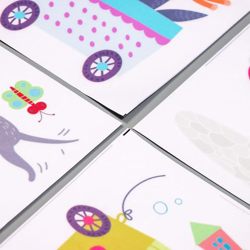 Наклейка пластик интерьерная цветная "Зверята и транспорт" 25х35 см набор 4 листа