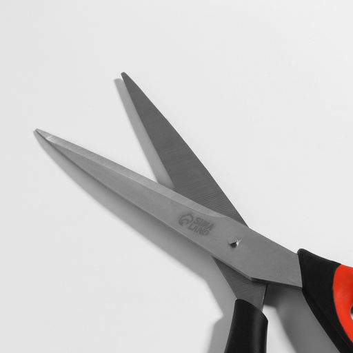 Ножницы универсальные, скошенное лезвие, 26.5 см, чёрные, красные