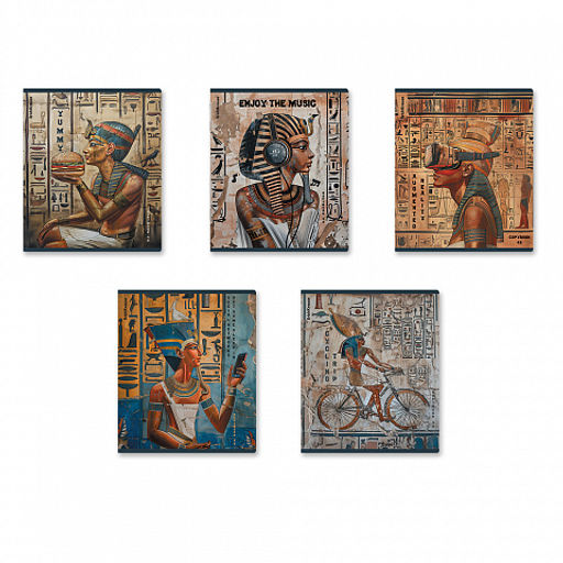 Цена за 5 шт. Тетрадь общая ученическая ErichKrause Newgypt, 48 листов, клетка, матовая ламинация+выборочный УФ-лак_MIX-PACK фото 2