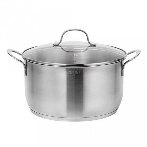 Пароварка (мантоварка) из нержавеющей стали Брилон 7л, д26см, h14см, s0,6мм, дно д23,5см, s4мм, три уровня h7,5см, стеклянная жаропрочная крышка, стальной обод, пароотвод, ручки из нержавеющей стали на сварке, капсулированное дно, полировка матовая - Домашняя мода фото 5