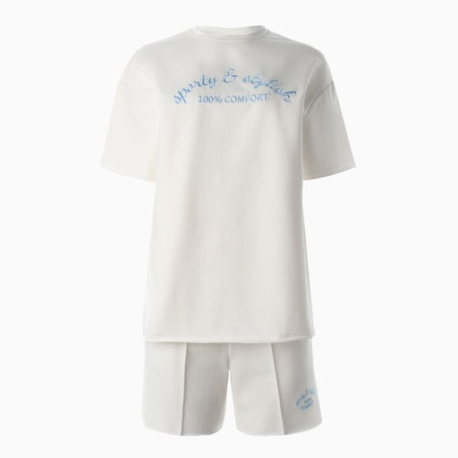 Костюм женский: футболка, шорты, MINAKU: SPORTY & STYLISH, экрю, размер 48