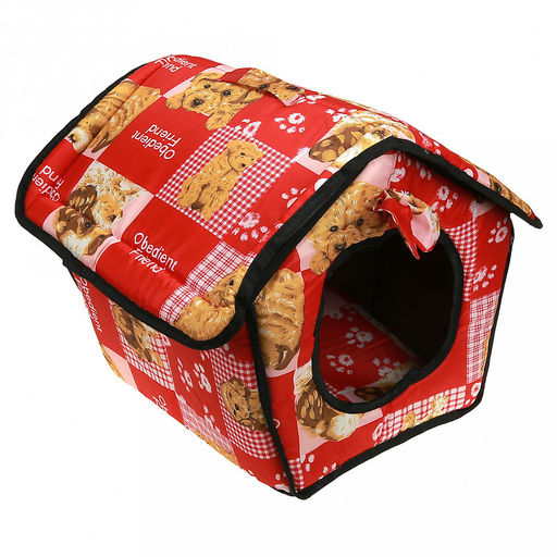 Домик для кошек и собак набор 3шт: 42,5х40х37см, 37х25х31см, 31,5х23х25см Верный друг ткань, поролон, на молнии, складной, красный (Китай) - Pet toys фото 2