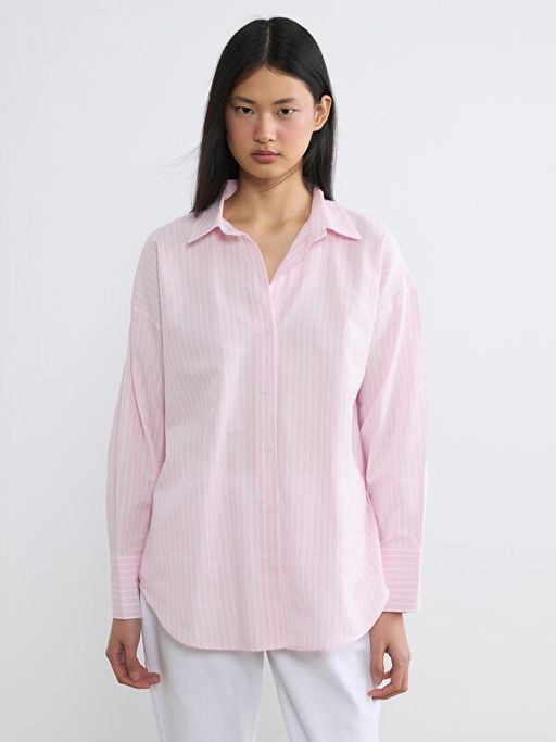 ?izgili Oversize Oxford Kad?n G?mlek