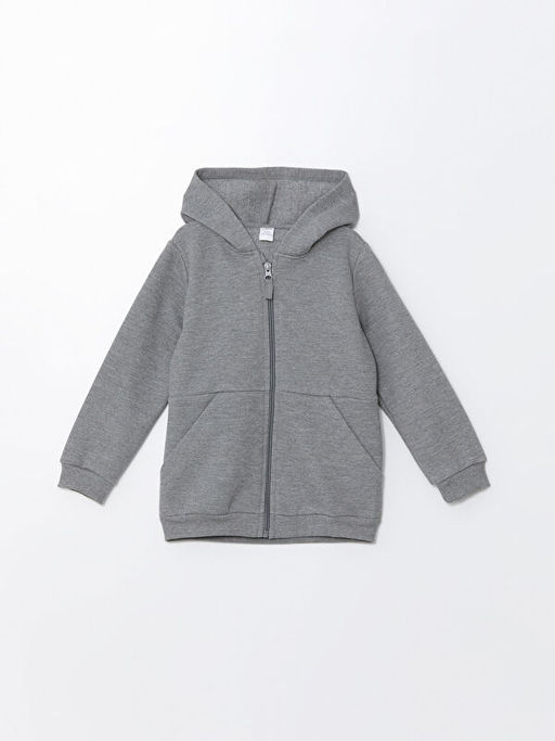 Kap??onlu Basic Erkek Bebek Fermuarl? Sweatshirt