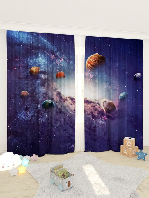 Детские фотошторы Космический вид 2 Блэкаут/150 см/220 см