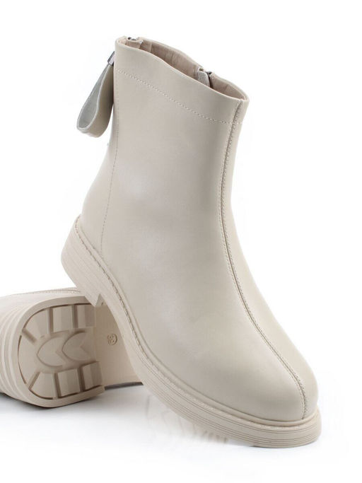 01-XKL21-225R BEIGE Ботинки демисезонные женские (натуральная кожа, байка)
