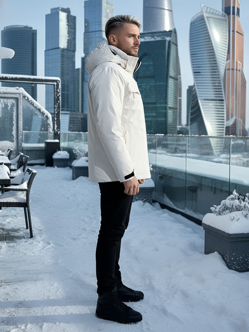 Горнолыжная куртка мужская зимняя белого цвета 2412Bl