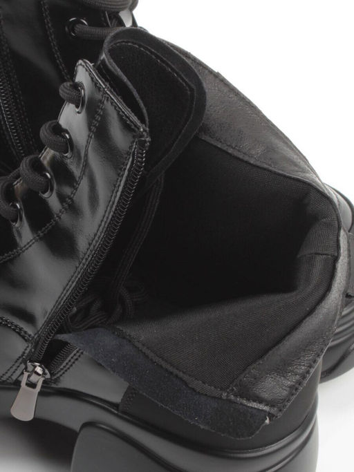 01-F591-1 BLACK Ботинки демисезонные женские (натуральная кожа, искусственная кожа)