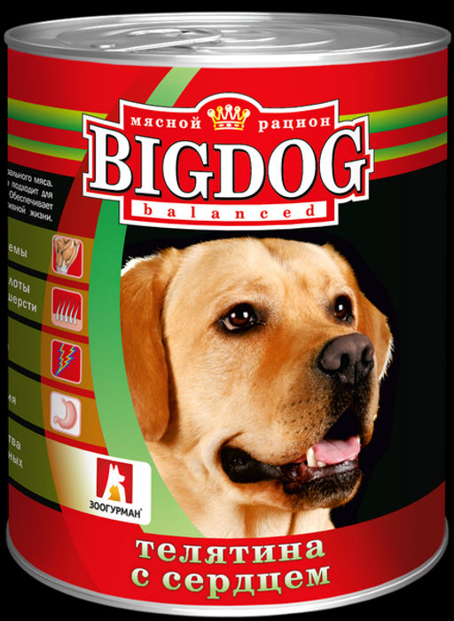 Зоогурман д/соб. BIG DOG ж/б 850 г. Телятина с сердцем 1/9 0256